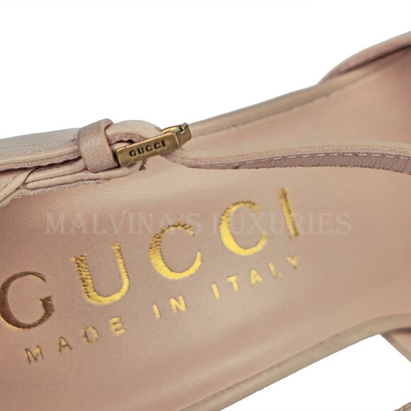 GUCCI SHOES PUMPS PINK LEATHER GG LOGO PLATFORM HIGH HEEL sz 40 10 - Picture 9 of 16